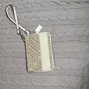 Coach Cream & Brown Logo Wristlet